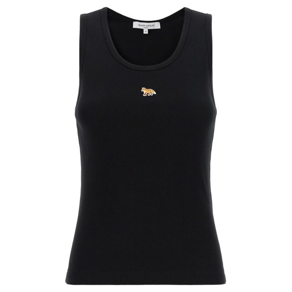 Maison Kitsuné Black Cotton Sleeveles Women's T-Shirt
